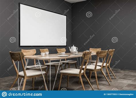 Gray Dining Room Table Side View Poster Stock Illustration