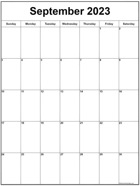 Blank Calendar Template September 2023 Printable Blank Printable