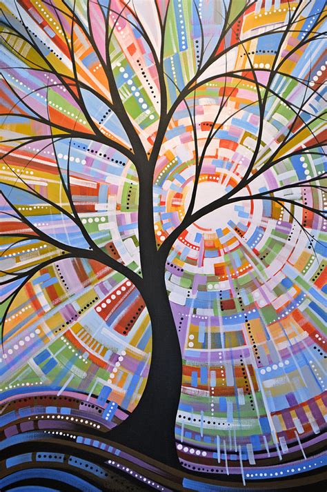 Original Abstract Tree Landscape Painting Here Comes The Sun Painting By Amy Giacomelli