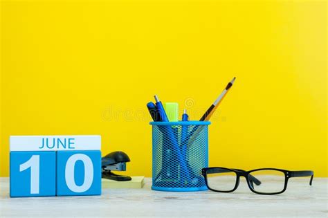 June 10th Image Of June 10 Calendar On Blue Background With Summer
