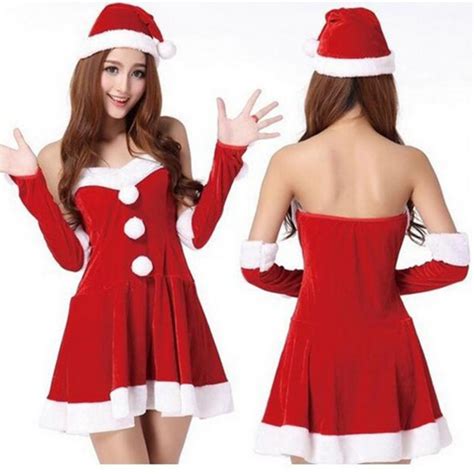 Women Cute Xmas Dress Sexy Sleeveless Christmas Party Uniforms Cosplay Mini Dress With Xmas Hat