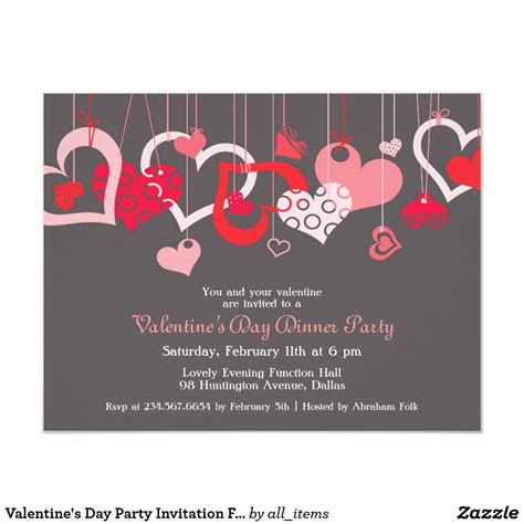 Valentines Day Party Invitation Flat Card In 2020