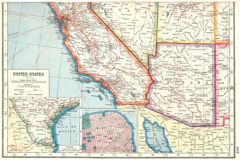 Usa South West Arizona California Inset Plan Of San Francisco Texas