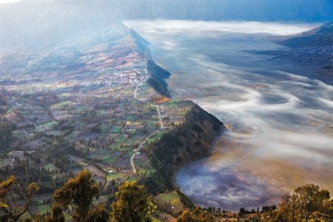 Nature Landscape Field Trees Mountain Hill Mist Aerial View