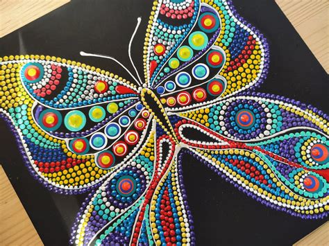 Butterfly Dot Art Original Painting Butterfly Mandala Acrylic Etsy