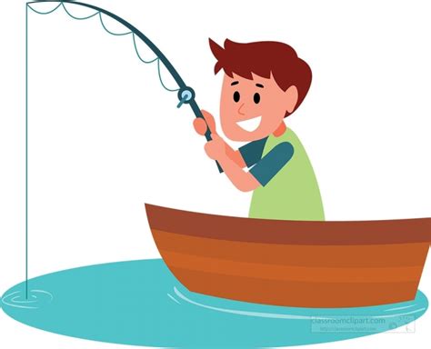 Fishing Clipart Happy Fisherman On Boat Fishing In Lake Clipart