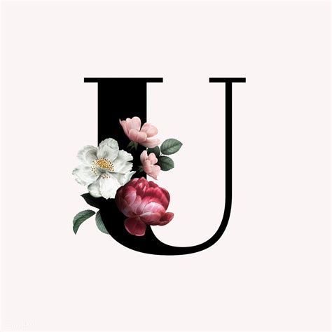 Classic And Elegant Floral Alphabet Font Letter U Vector Free Image