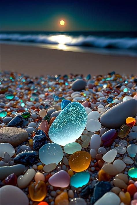 The Beach Is Covered In Many Different Colored Rocks And Pebbles At