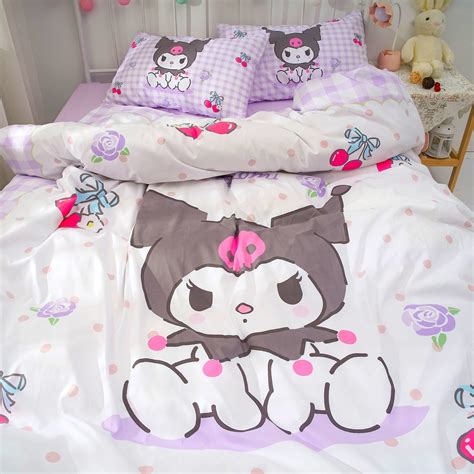 Kuromi Inspired Bedding Sheet Duvet Set Queen Twin Double Full Purple Duvet Sets Cute Bedroom