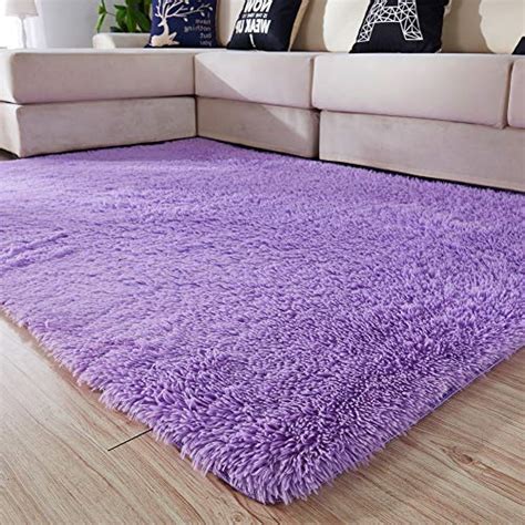 Amangel Super Soft Cozy Fluffy Purple Area Rug Plush Shaggy Carpet Shag