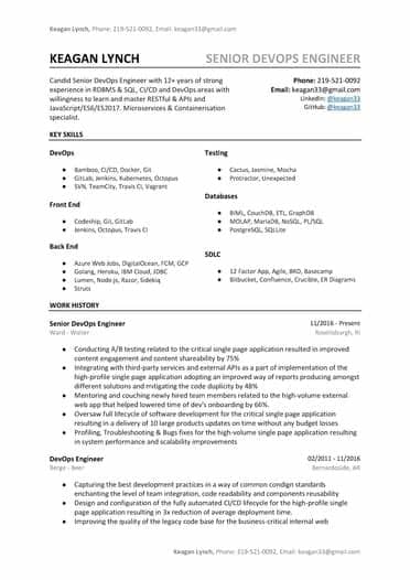 There are other aspects of microservices which would need a. DevOps Engineer Resume Sample | Word/PDF Template + 9 FREE ...