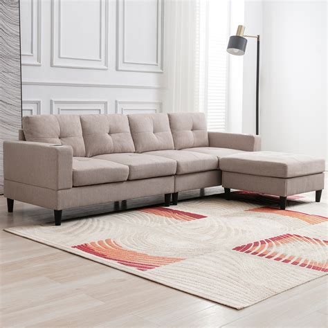 Uhomepro Mid Century Couches And Sofas With Ottoman Modern Reversible