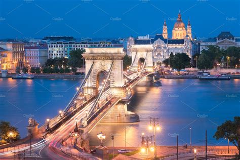 Szechenyi Chain Bridge In Budapest Hungary High Quality Architecture
