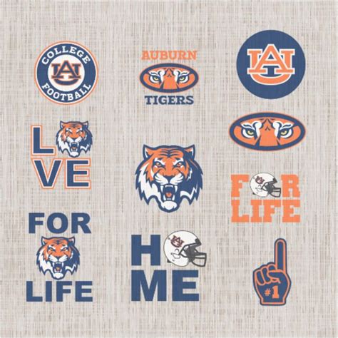 The Auburn Tigers And Auburn Football Logos Are Shown On A Linen