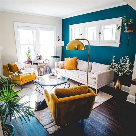 Teal Accent Wall Living Room