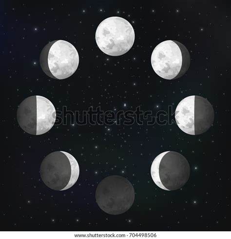Moon Phases Vector Illustration Stock Vector Royalty Free 704498506