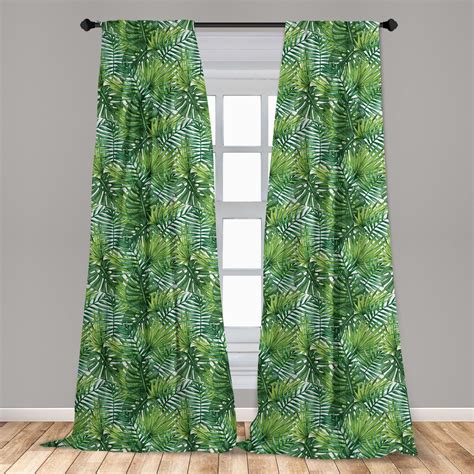 Leaf Curtains 2 Panels Set Tropical Exotic Banana Forest Palm Tree