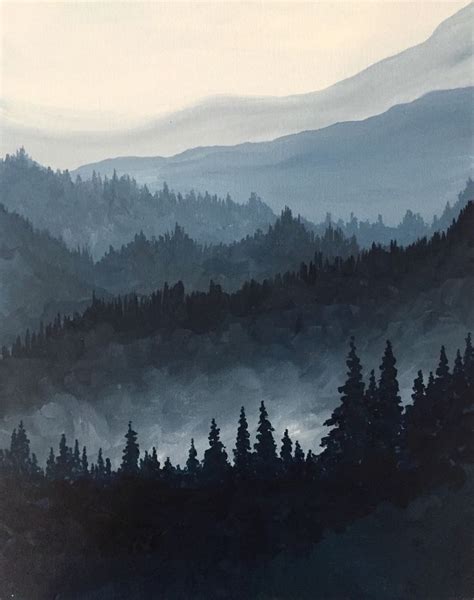 Foggy Mountains Downtown Gr Brush Studio Mountain Paintings