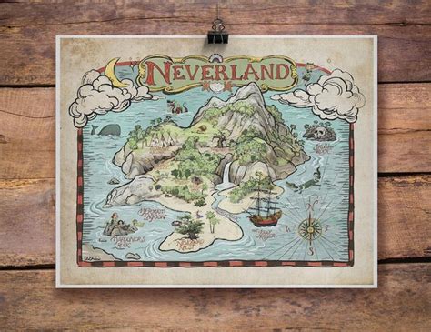 Neverland Map Etsy Neverland Map Map Map Art