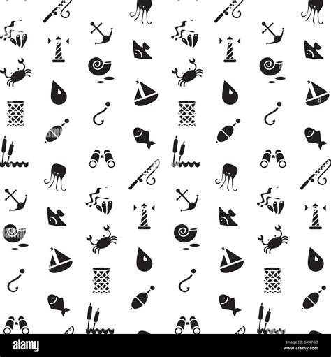Isolated Marine And Fishing Seamless Pattern Vector Stock Vector Image