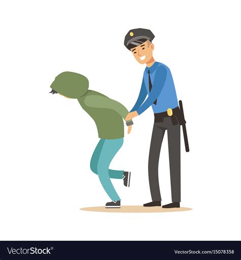 Police Officer Arresting Criminal Character Vector Image