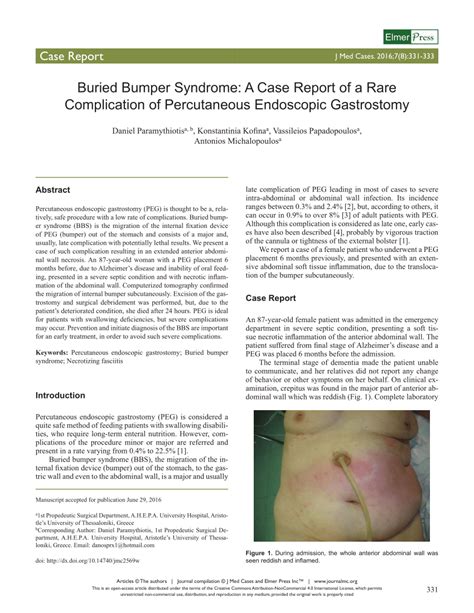 Pdf Buried Bumper Syndrome A Case Report Of A Rare Complication Of
