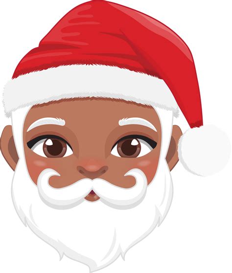 Christmas Characters Heads With Cute Black Santa Claus Cartoon