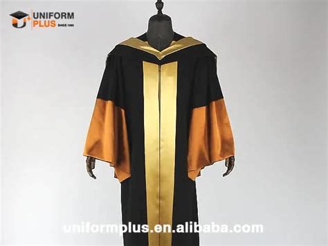 Customized Golden Academic Diploma Graduation Gown And Regalia Robe