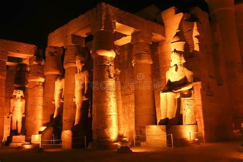 Night View Of Luxor Temple Stock Image Image Of Hierogliphs 102065457
