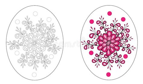 Easter Egg Coloring Book With Beautiful Flower Stock Vector