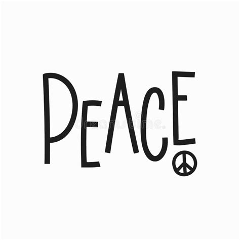 Peace Lettering Typography Calligraphy Stock Illustration
