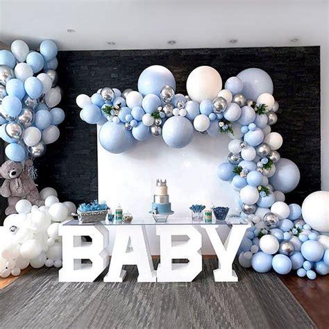 325pcs Balloon Garland Arch Kit Blue Metallic Silver White Etsy