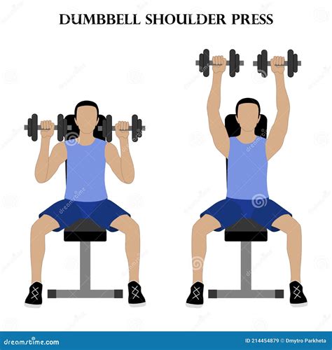 Dumbbell Shoulder Press Exercise Strength Workout Vector Illustration