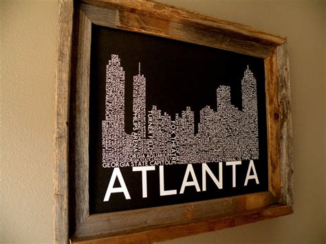 Atlanta Skyline Word Art Print Black Unframed