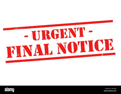 Urgent Final Notice Red Rubber Stamp Over A White Background Stock