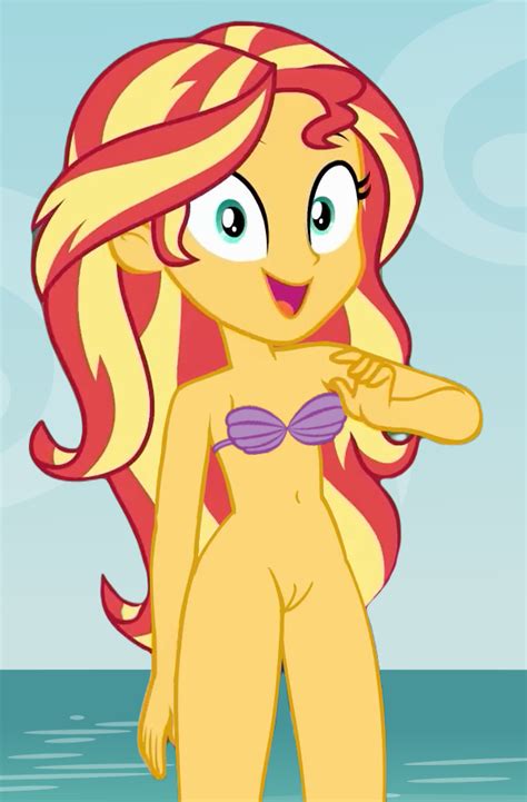 3282314 Artist Needed Explicit Sunset Shimmer Equestria Girls G4 Beach Bottomless Bra