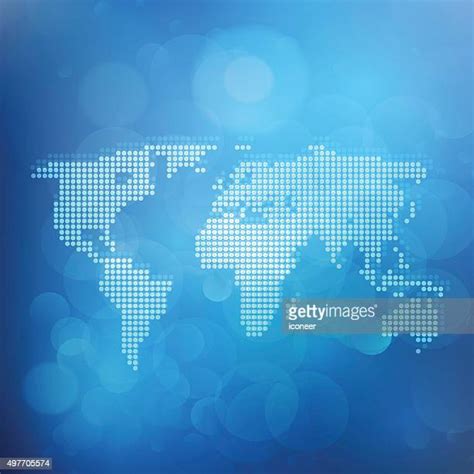 World Map Blue White Dots High Res Illustrations Getty Images