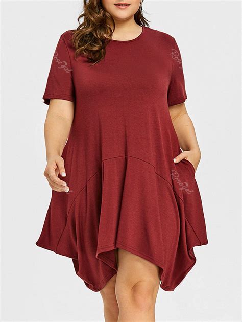 31 Off Plus Size T Shirt Swing Dress With Pocket Rosegal