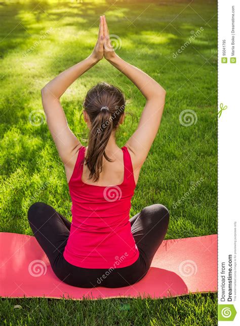 Seated Yoga Pose Practicing Yoga Stock Image Image Of Body Outside