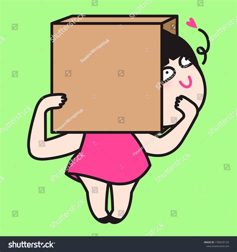 happy girl removing her head from square shaped royalty free stock vector 1789635155