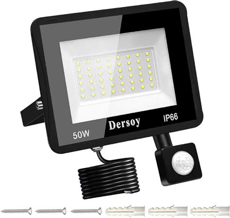 50w Motion Sensor Led Security Light With Pir Led Floodlight 3600lm Ip66 Waterproof With 1 5m
