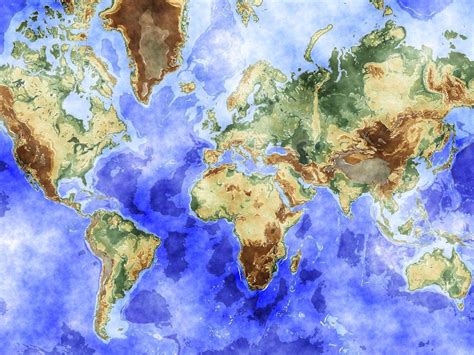 High Resolution Watercolor World Map Desktop Wallpaper World Map Hd
