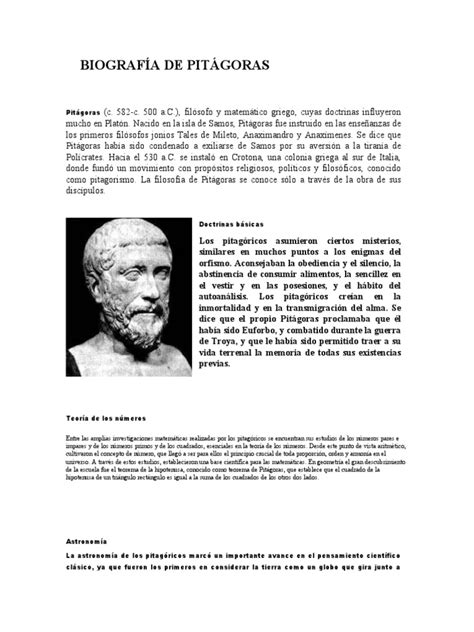 Biografía De Pitágoras Pdf Pitágoras Masonería