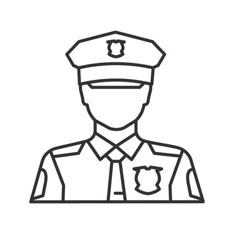 Policeman Linear Icon Police Officer Thin Line Illustration Contour