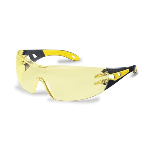 uvex pheos safety glasses black yellow frame amber lens foodcare