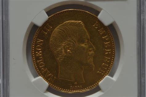 Sold Price France 1855 A Gold 100 Francs 9335 Oz Agw Ngc Au