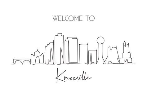 One Single Line Drawing Knoxville City Skyline Tennessee World