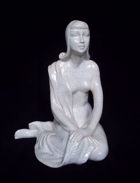 Vintage French Art Deco Nude Lady Cracked Ceramic Sculpture 1920 S EBay