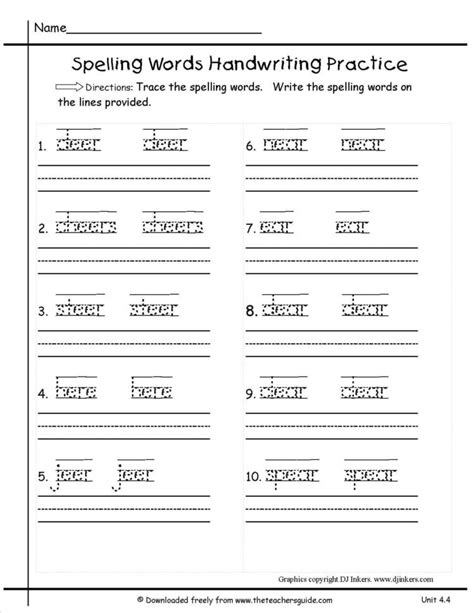 3rd Grade Handwriting Worksheets — Db