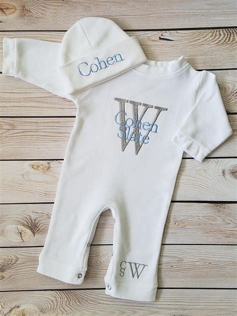 Newborn Boy Outfit Baby Boy Coming Home Outfit Monogrammed Baby Boy